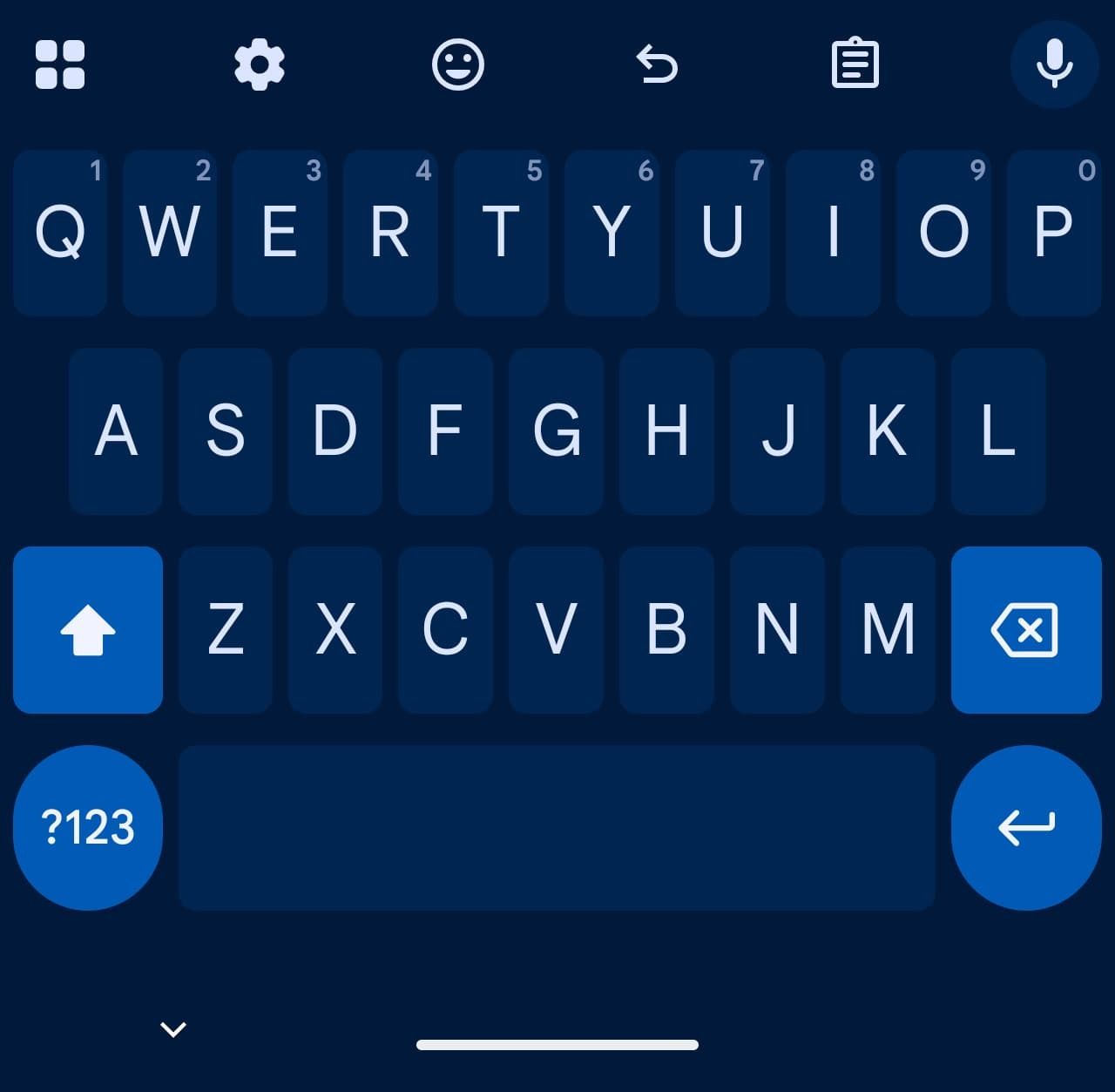 Gboard layout without the period and comma keys