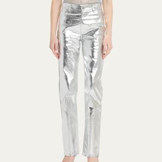metallic pants in silver