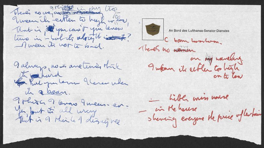 Handwritten Beatles lyrics donated to the British Library