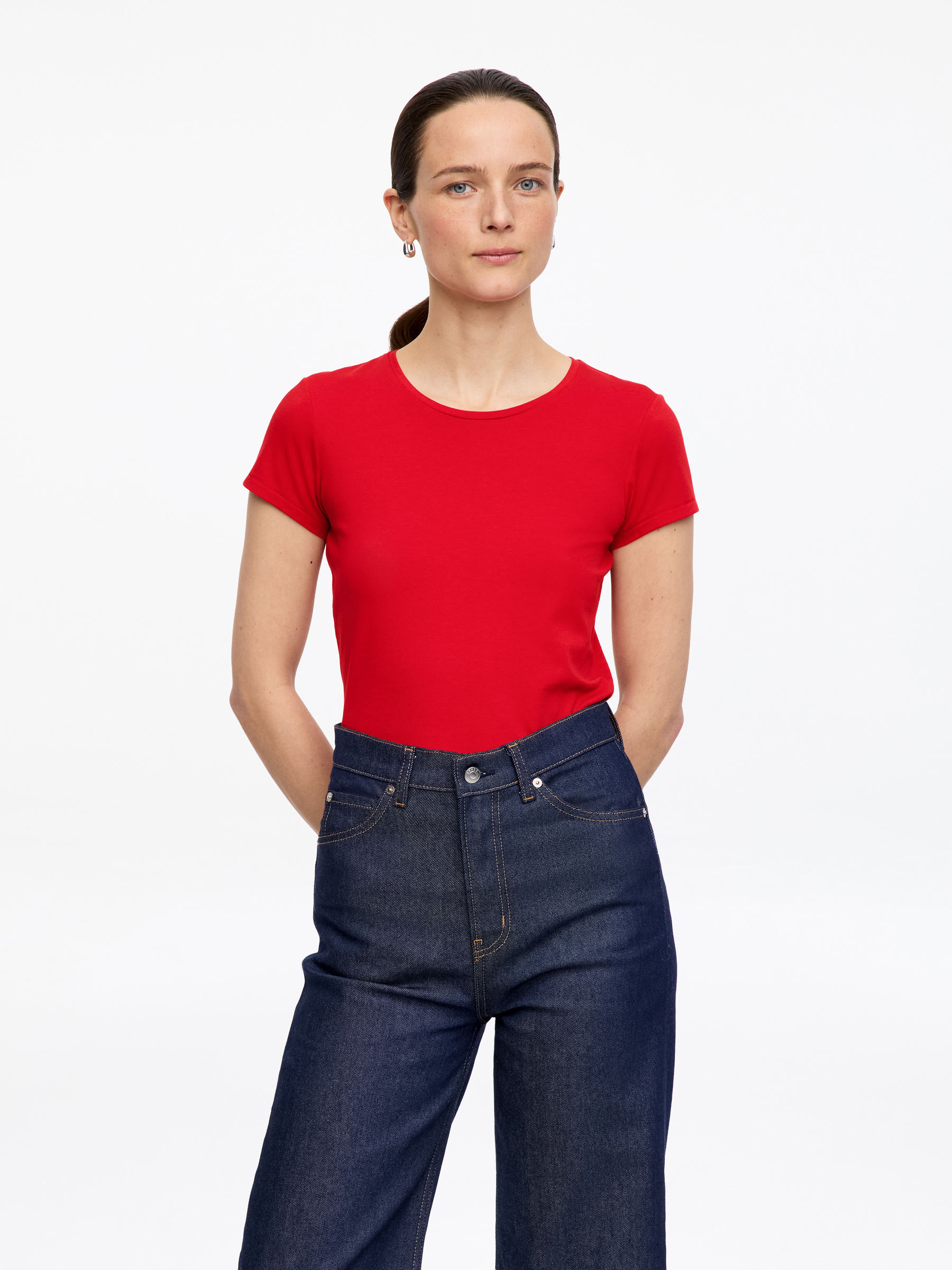 Slim Cap-Sleeve T-Shirt &amp;ndash; Red &amp;ndash; Women &amp;ndash; Arket Gb