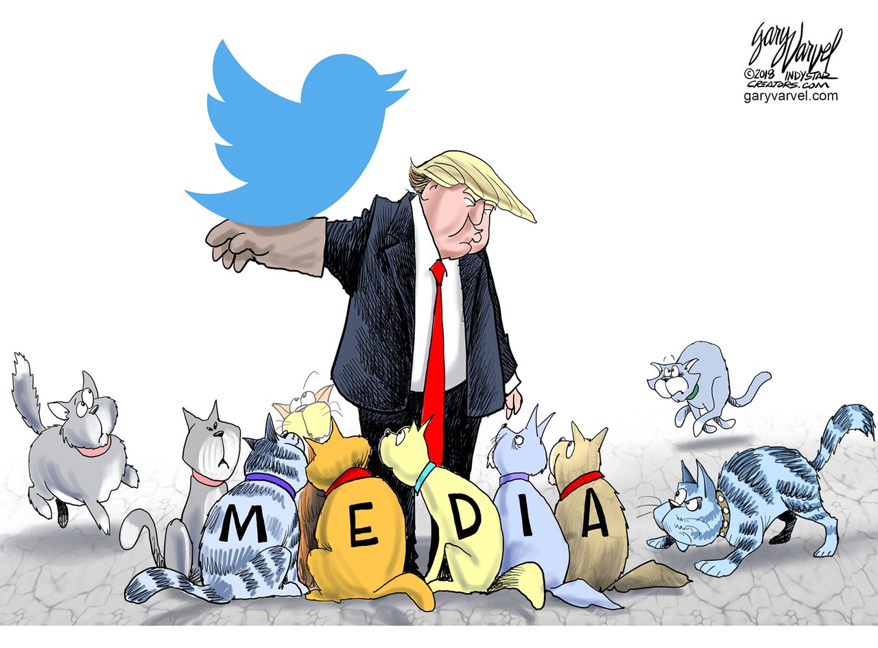 Political cartoon U.S. Trump twitter media