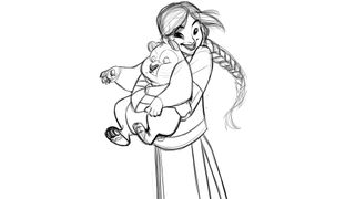 Rough sketch of girl with panda