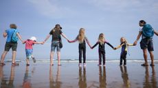 Human chain along Saltburn beach in protest over dumping toxic sewage, 28 August 2022