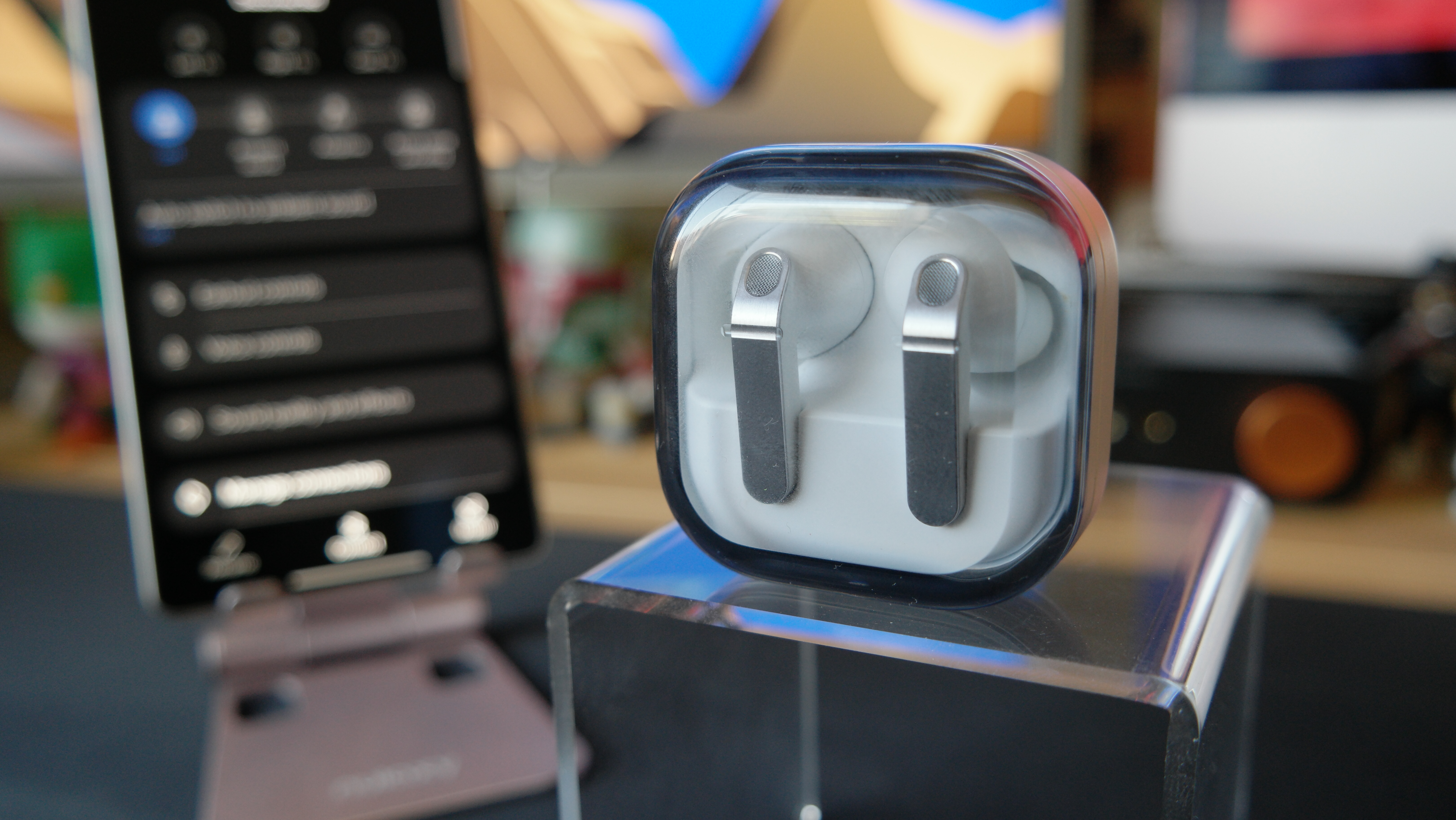 Galaxy Buds4 Pro on a desk