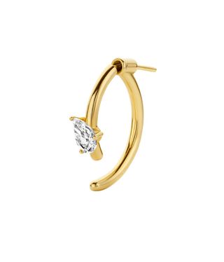 Gold hoop with pear shaped diamond