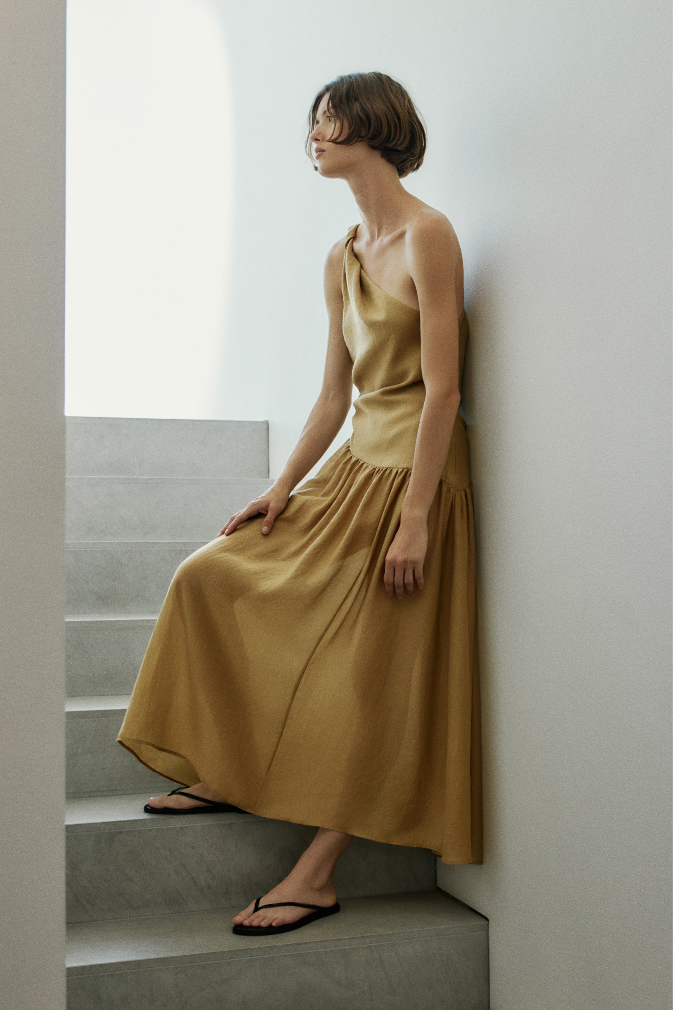 Twist-Detail One-Shoulder Dress