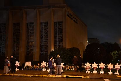 Memorial outside Tree of Life synagogue in Pittsburgh