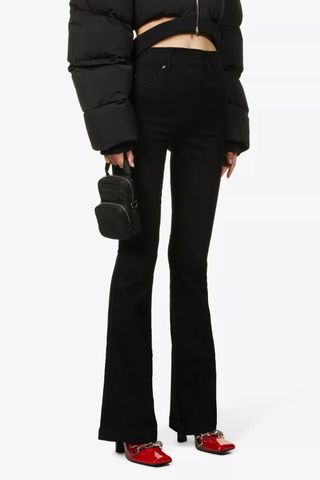 Spanx Flared-leg high-rise stretch cotton-blend jeans