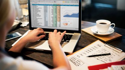 Woman working on a spreadsheet