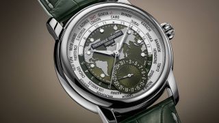 Frederique Constant Classic Worldtimer Manufacture in forest green and steel