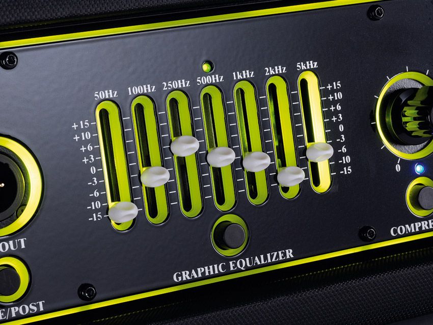 The seven-band graphic EQ offers plenty of tone-shaping versatility