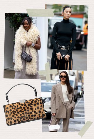 Some of the best Michael Kors bags are shown in a collage of street-style photos of women wearing different Michael Kors purses