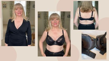 Julie Player wearing Fantasie Fusion Lace Padded Bra in black