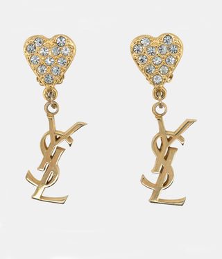 YSL jewellery gold diamond earrings