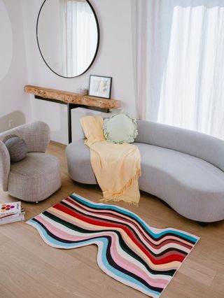 Irregular Shaped Multicolor Contour Runner Rug