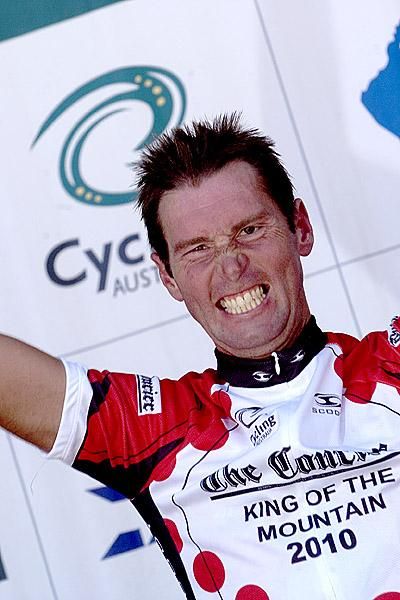 Damien Turner from Victoria won the Ballarat Courier King of the Mountains competition and was pumped on the podium.