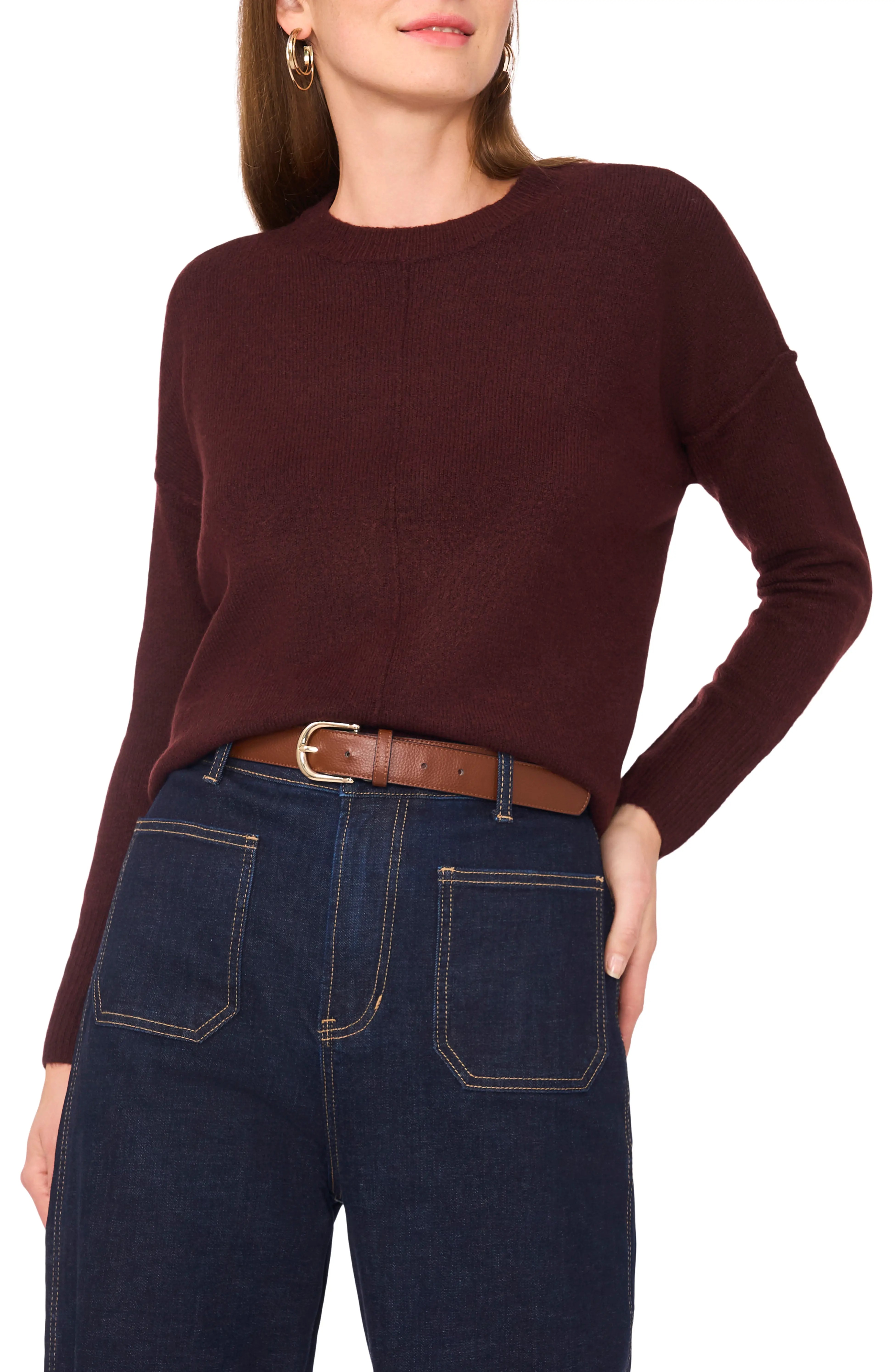 Vince Camuto, Exposed Seam Crewneck Sweater