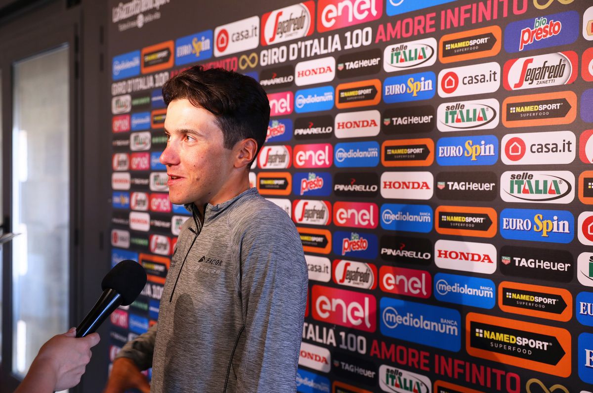 Domenico Pozzovivo (AG2R La Mondiale) answers questions from the press