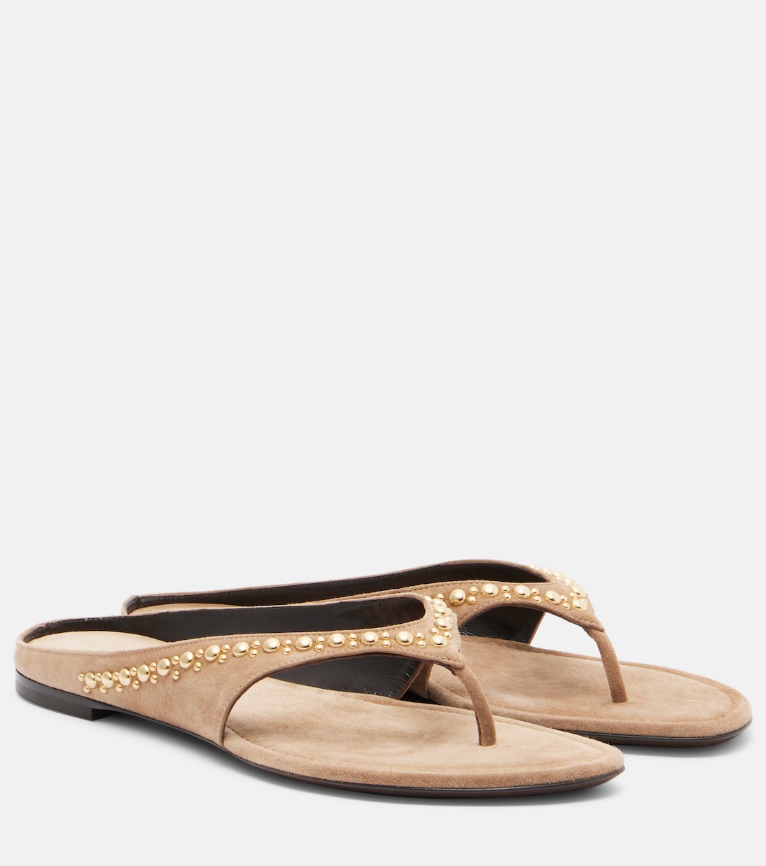 Sun-Kissed Embellished Suede Thong Sandals