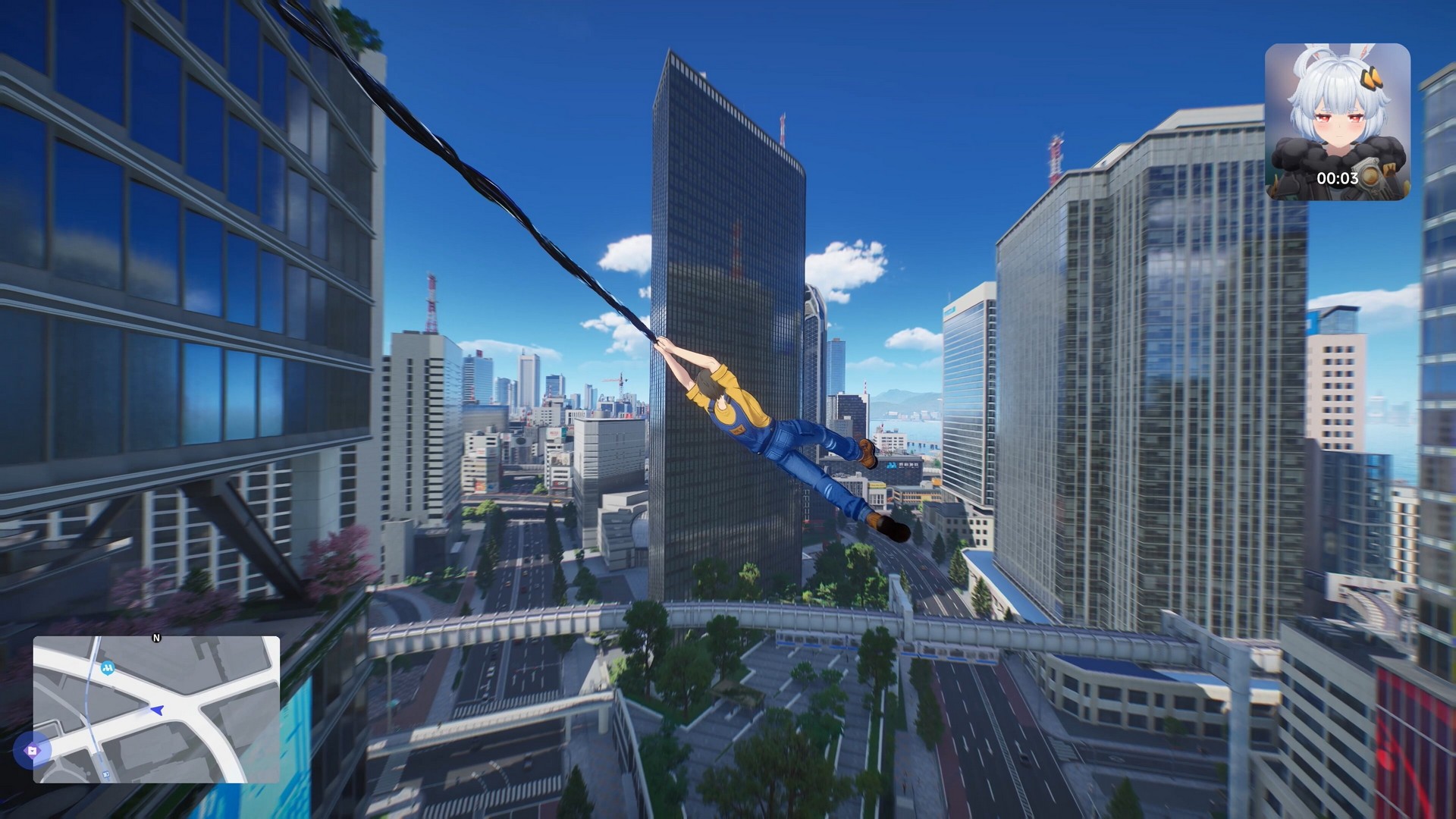 The character swings on black good through a city like Spider-Man in Ananta