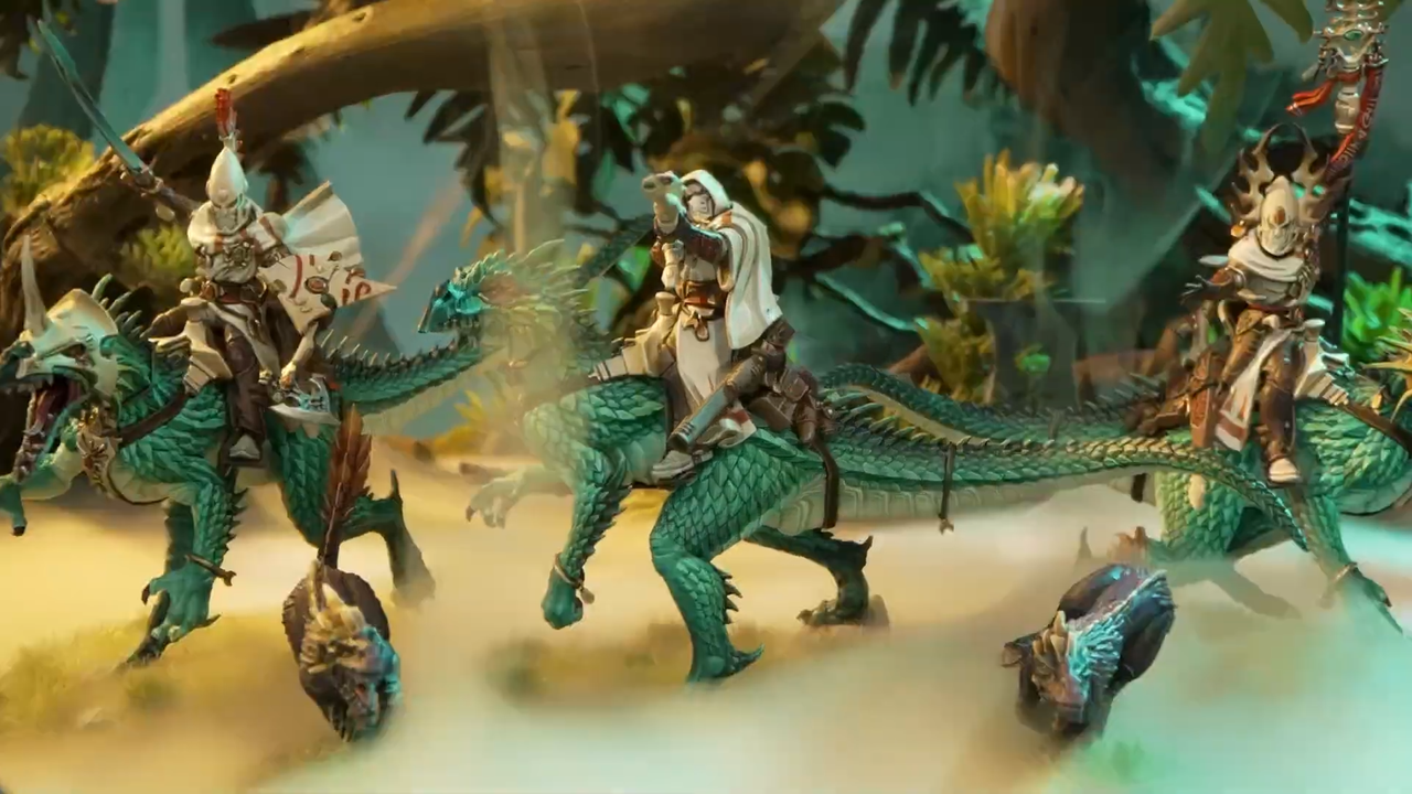 The miniatures of Exodite against a jungle background