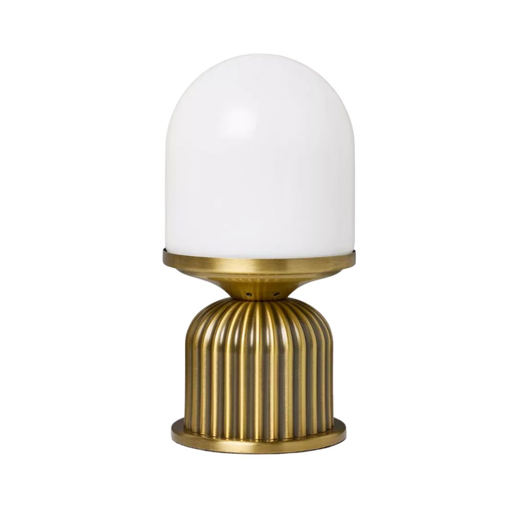 Brass Fluted and Frosted Glass Accent Table Lamp