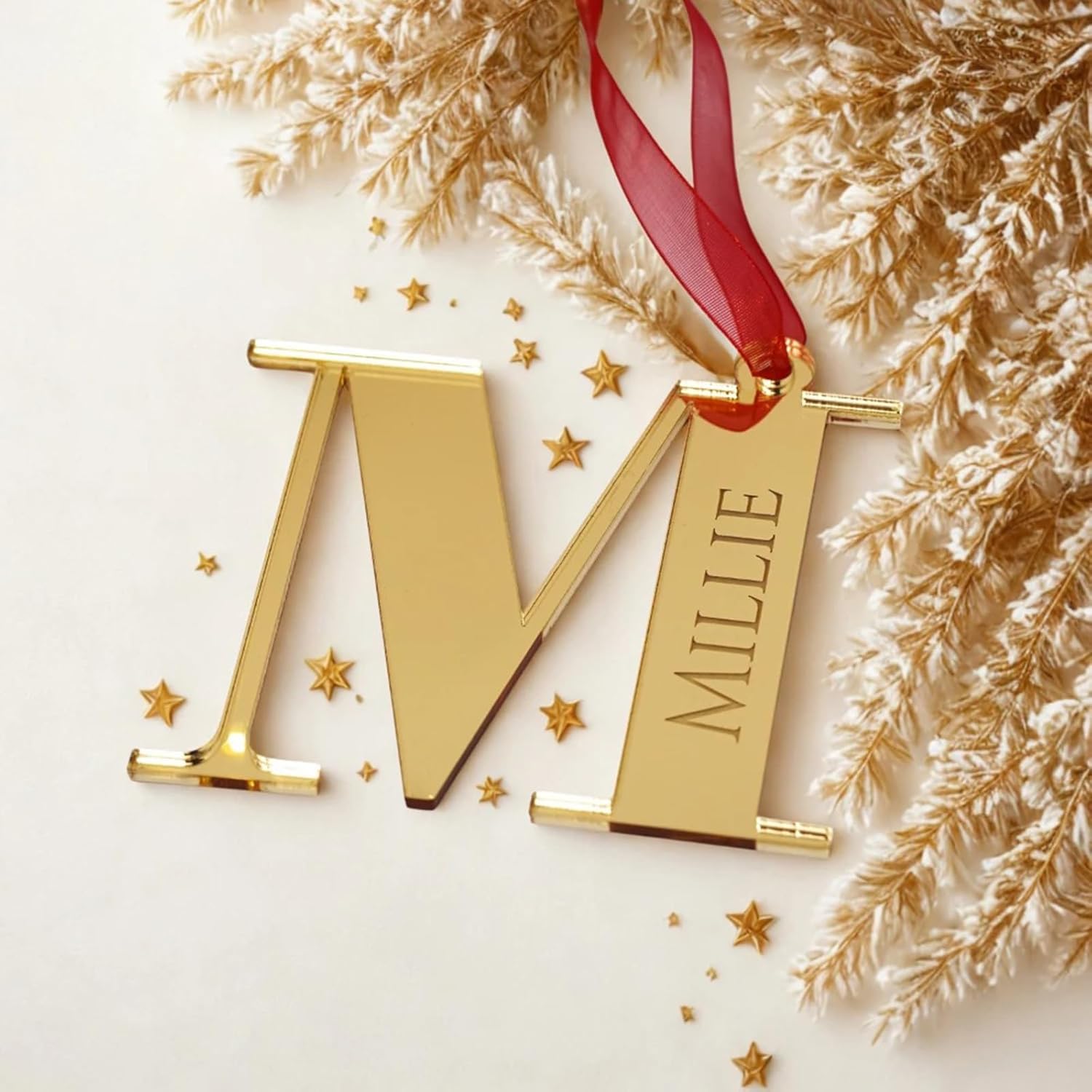 Personalised Bauble, Letter Initial Custom Gift Tags Bespoke Christmas Tree Ornament Decorations, Christmas Table Place Name Table Decor (1pcs)