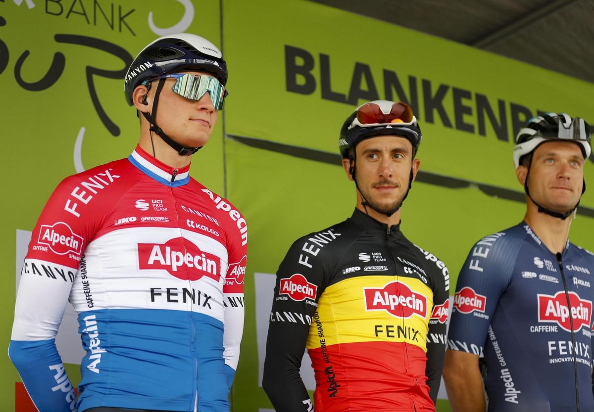 BinckBank Tour 2020 16th Edition 1st stage Blankenberge Ardooie 1321 km 29092020 Mathieu Van Der Poel NED Alpecin Fenix Dries De Bondt BEL Alpecin Fenix photo Tim Van MichelenCor VosBettiniPhoto2020