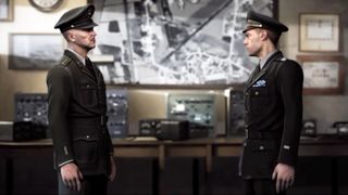 Two US Army officers talking in Ruse cinematic