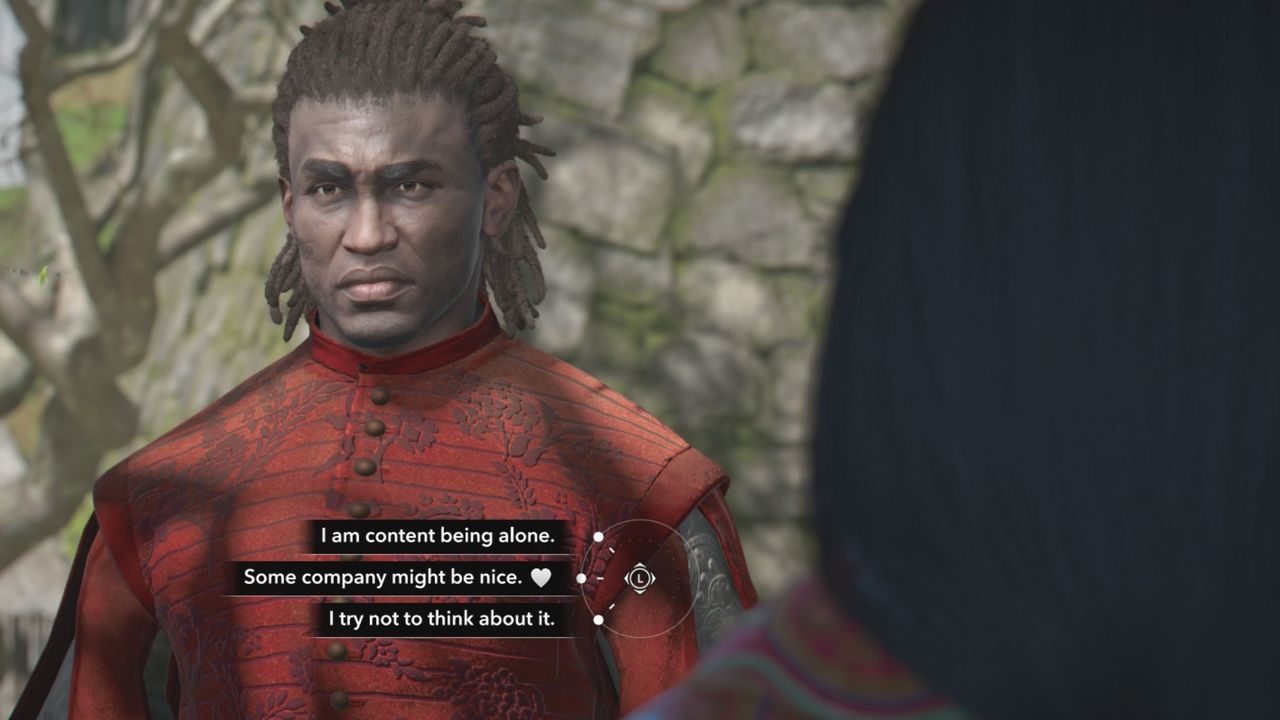 Assassin's Creed Shadows romance options - Yasuke talking to Oichi, suggesting that some company would be nice.