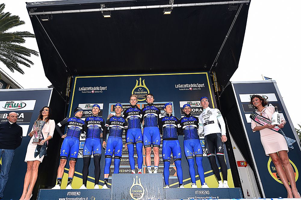 Etixx-QuickStep on the Tirreno-Adriatico podium for best team