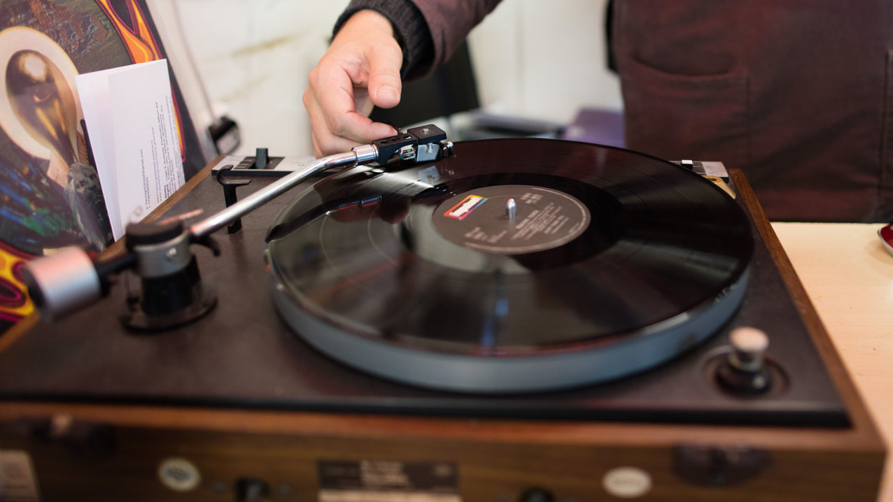 vinyl record on turntable