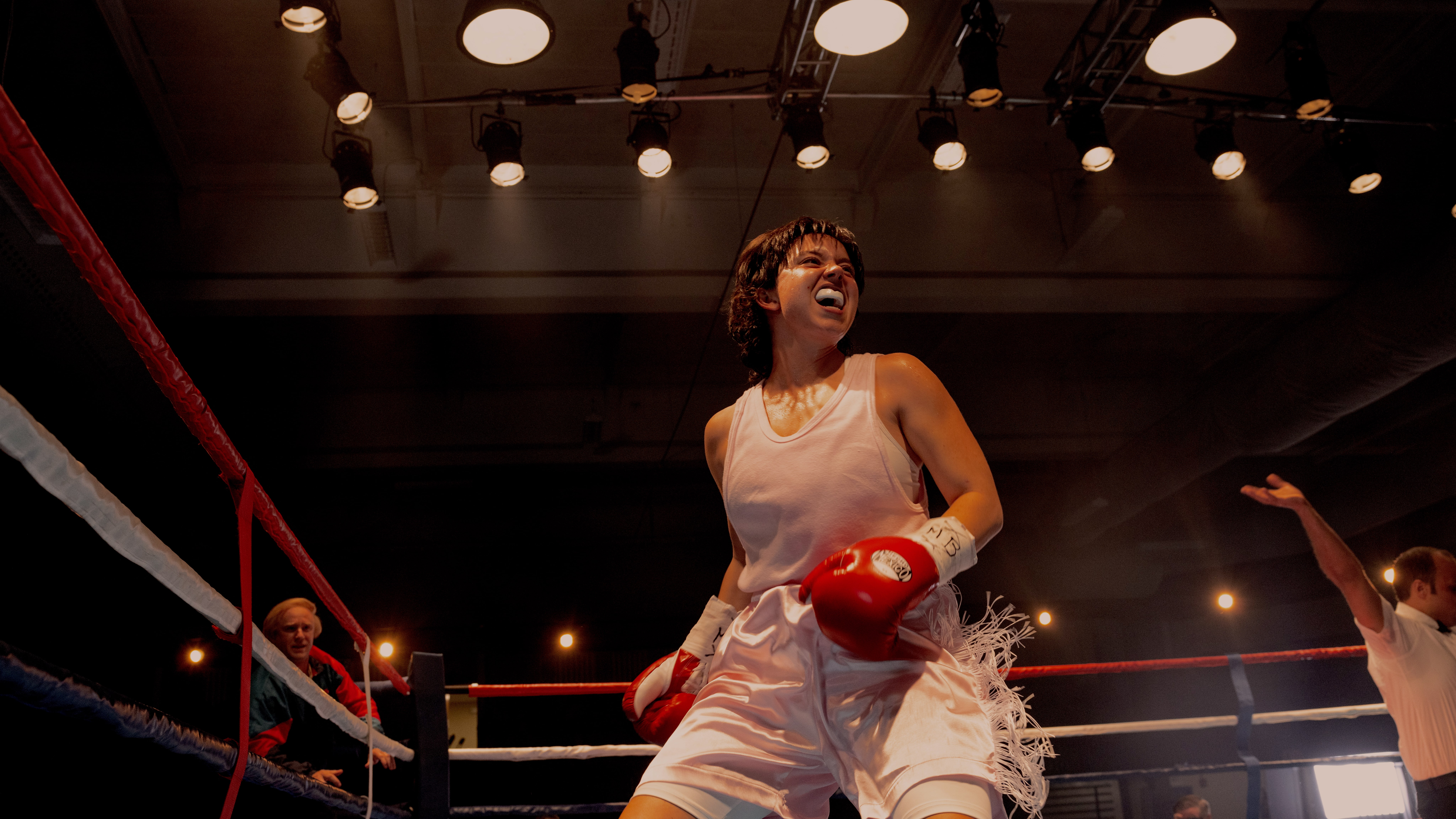 an image from the film showing Christy in the ring mid-fight