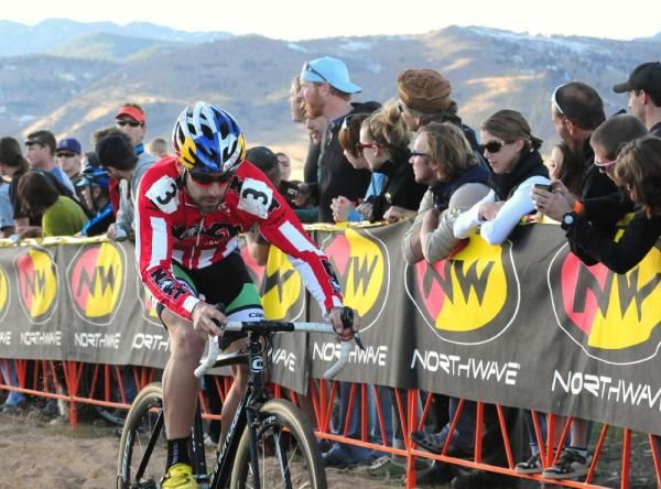 Tim Johnson (Cannondale-Cyclocrossworld.com) riding the sand pit.