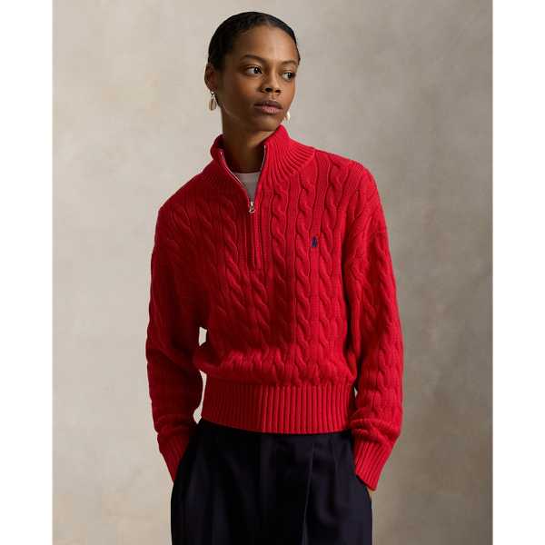 ralph lauren cable knit quarter zip