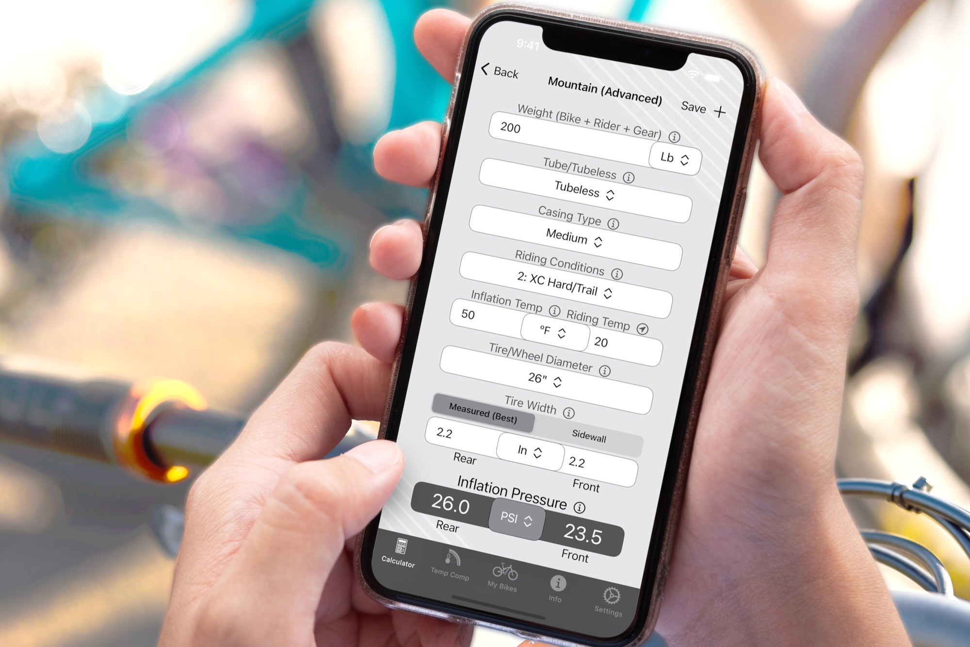 Wolf Tooth's tyre pressure app
