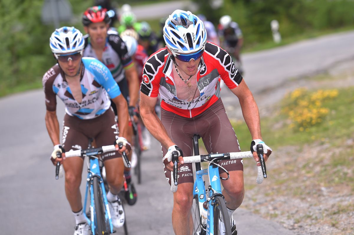 Mathias Frank working for teammate Domenico Pozzovivo