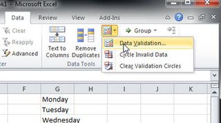 Excel Data validation