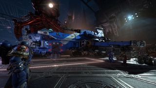 A screenshot of Warhammer 40,000: Space Marine 2, showing the use of maximum graphics settings