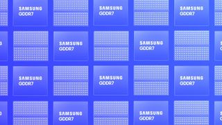 Samsung's GDDR7 chip as a purple pattern