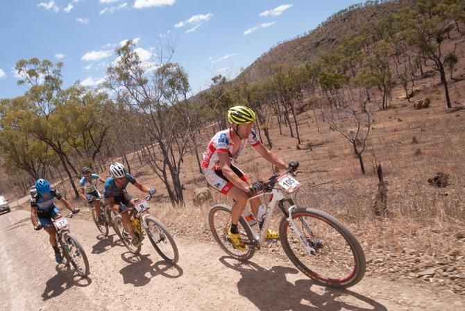 A3 category leader Jason Chalker leading a chasing bunch.