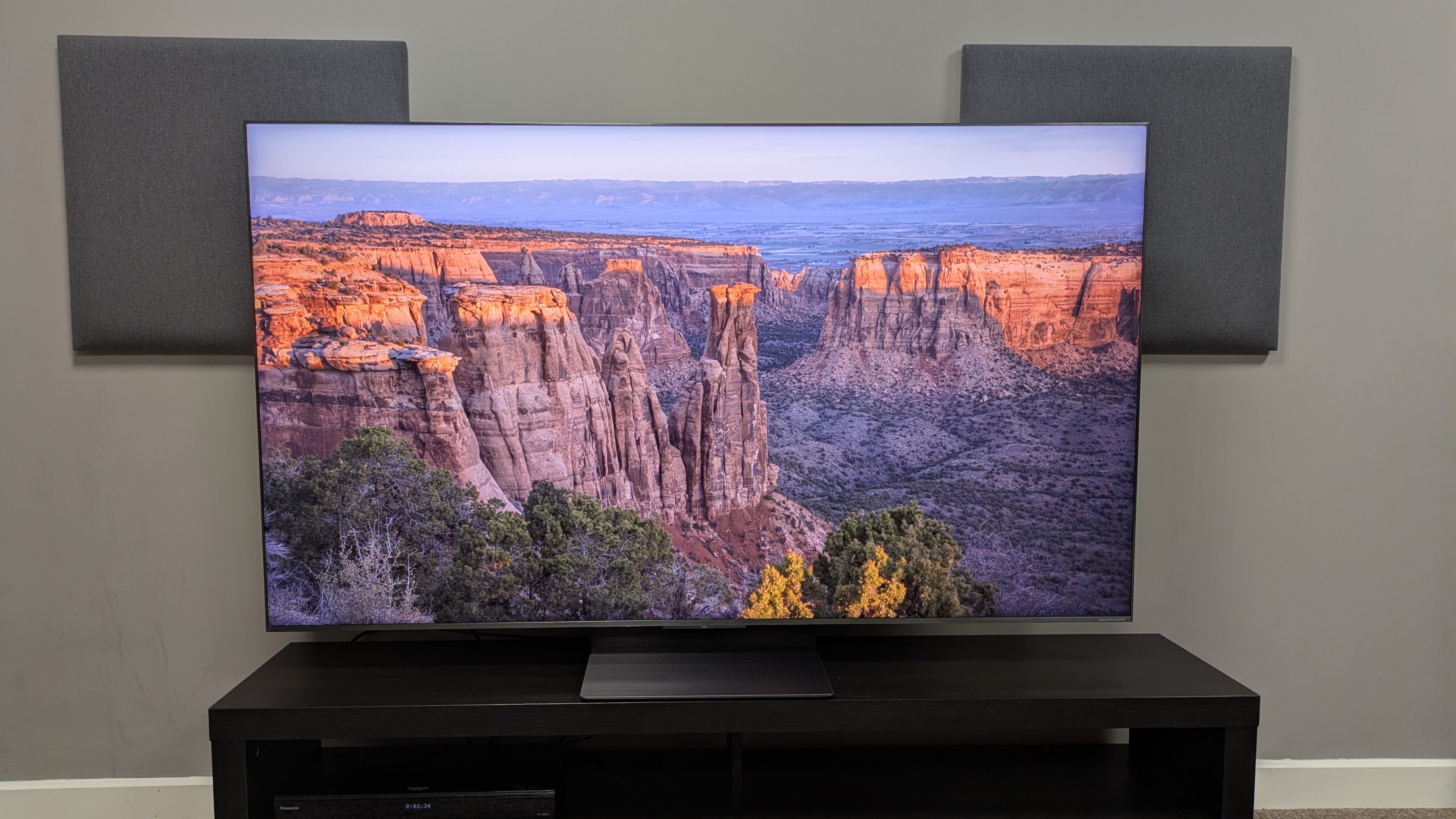 TCL C8K with canyon at sunrise on screen