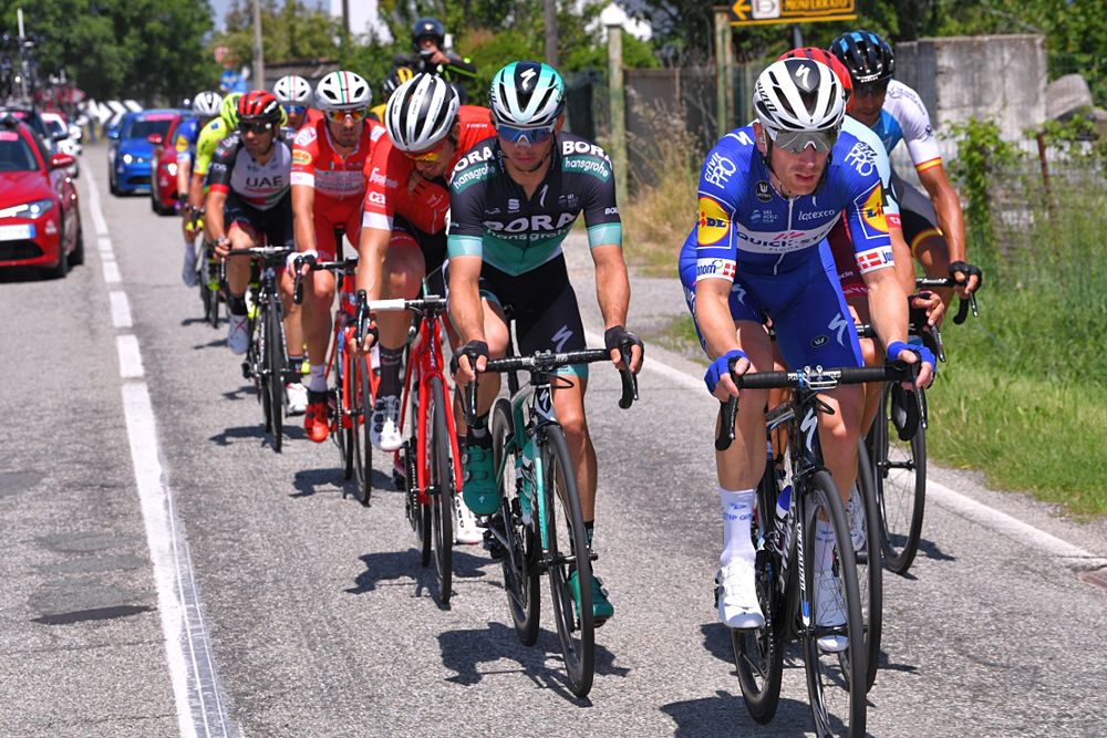 A 12-rider breakaway during stage 18 from Abbiategrasso to Prato Nevoso at the Giro d'Italia