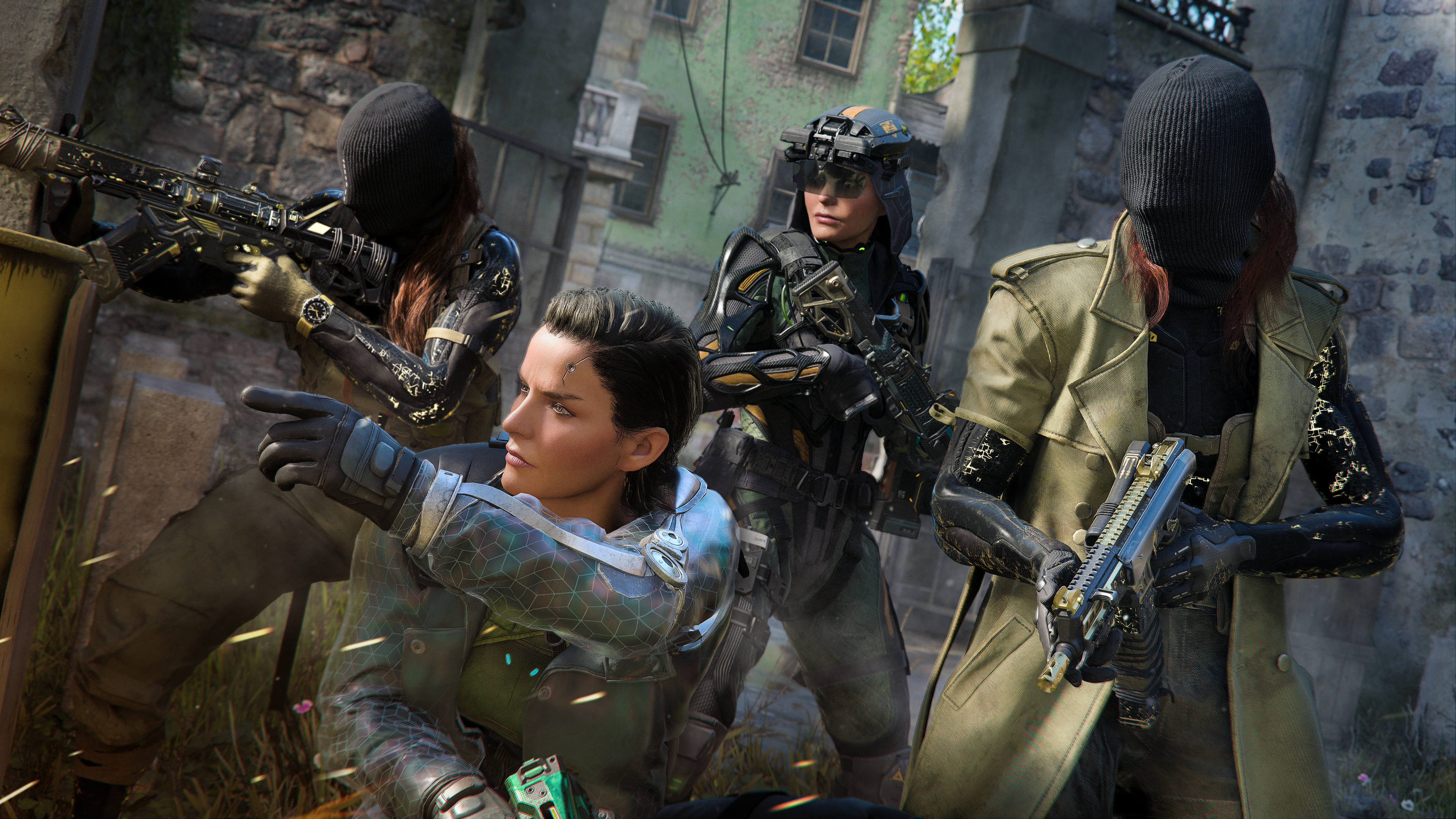 Call of Duty: Black Ops 7 will introduce Victoria Atwood in Season 2. The image contains variations of her operator skins that will launch with the Season 2 Battle Pass.