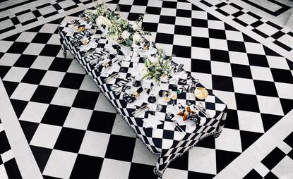 Summerill & Bishop black and white check designer tablecloth