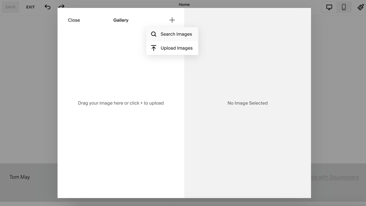 Screengrab showing images being updated in Squarespace interface