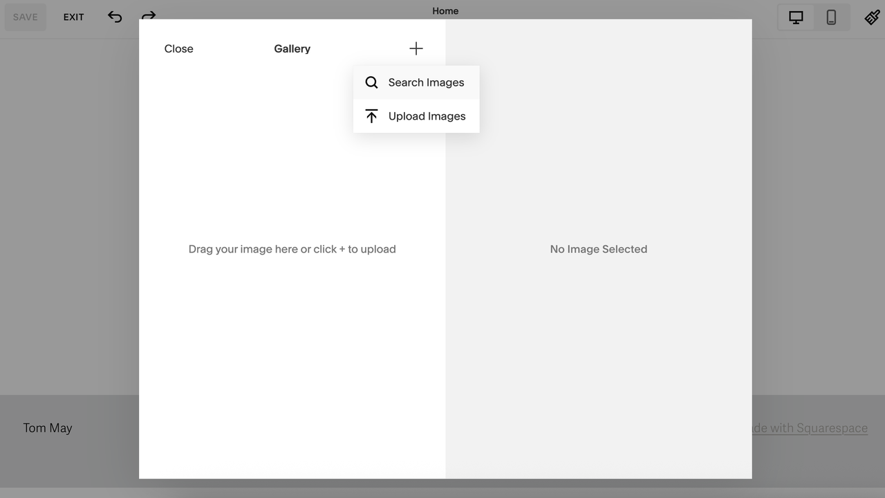 Screengrab showing images being updated in Squarespace interface