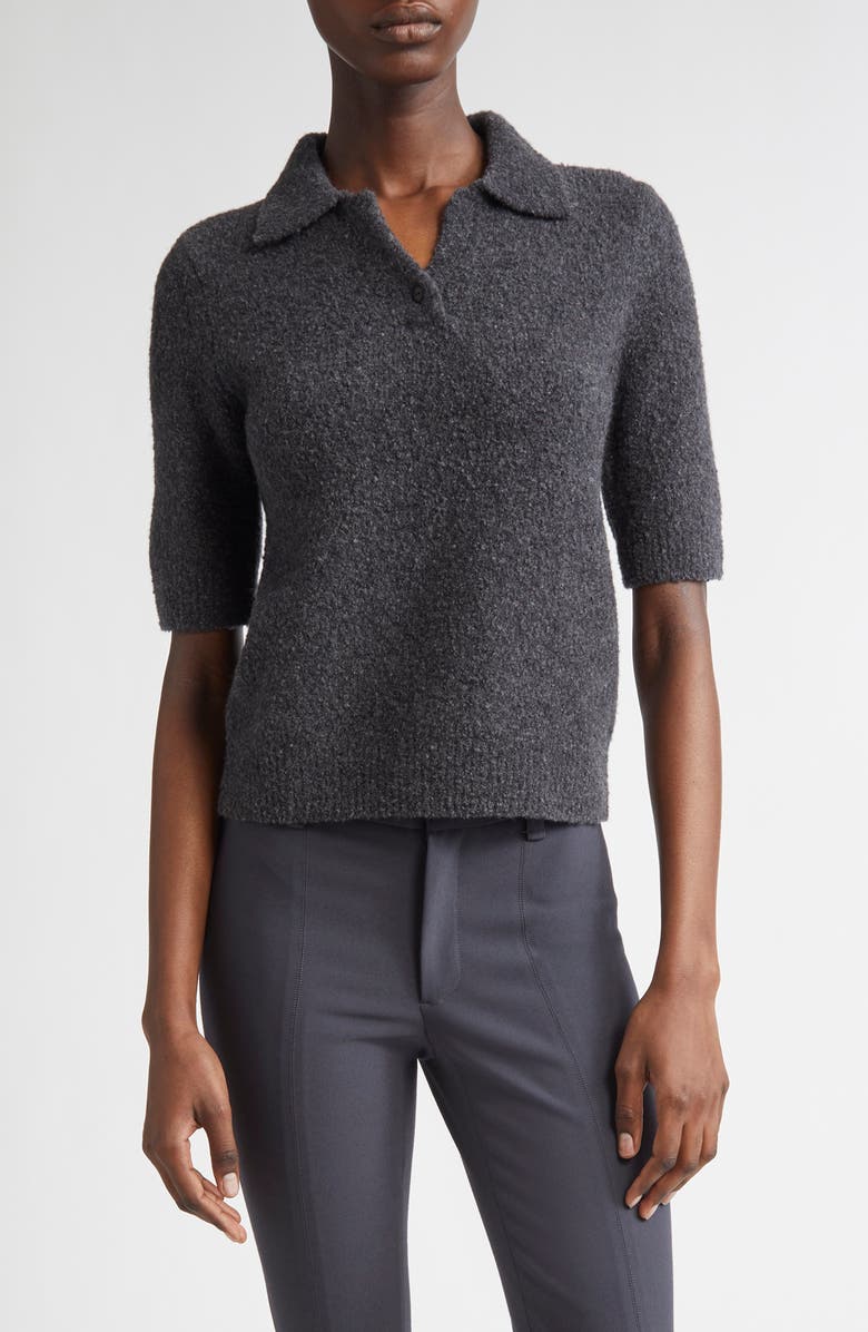 Bouclé Short Sleeve Polo Sweater