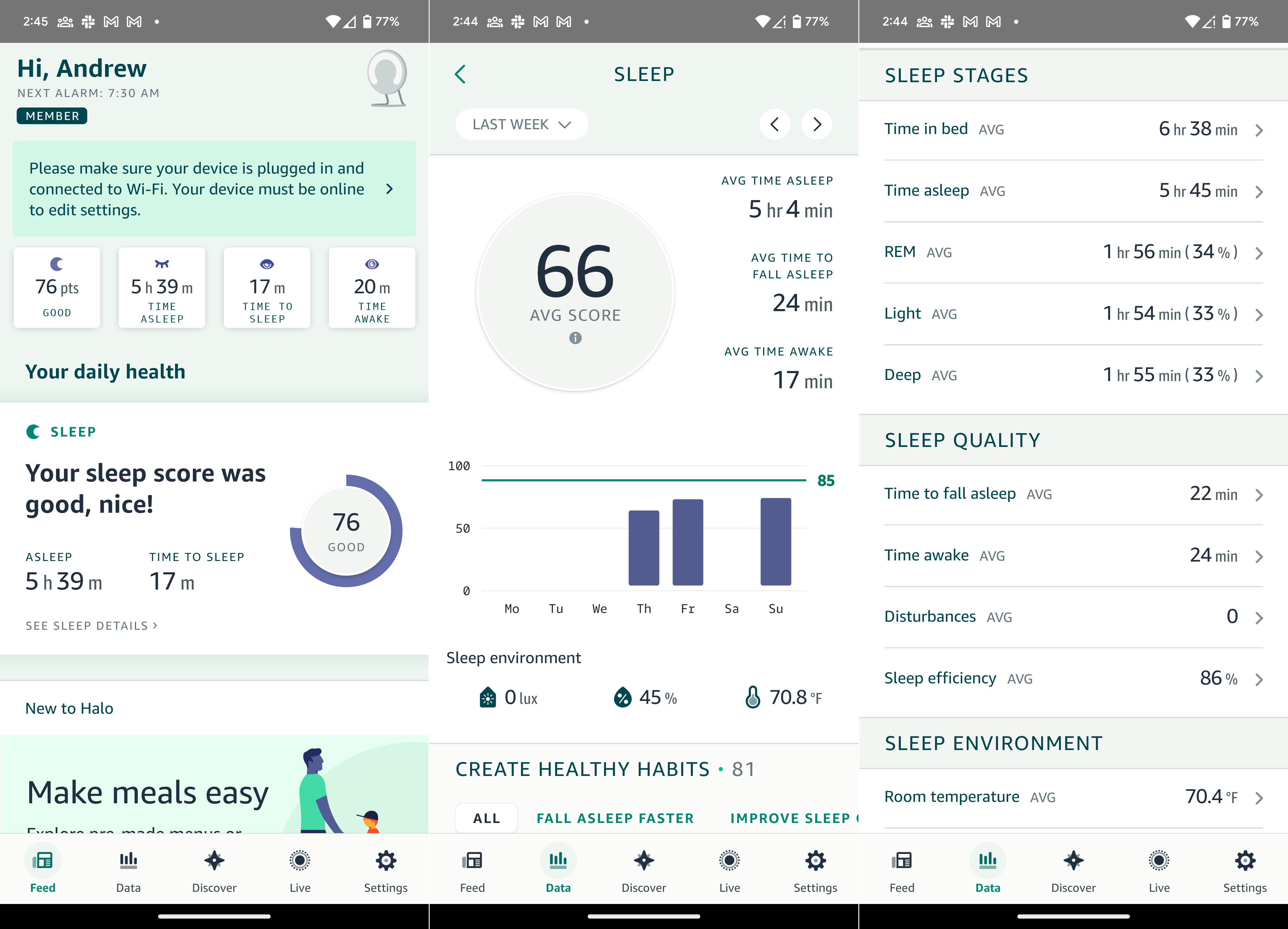 Amazon Halo Rise sleep tracking results
