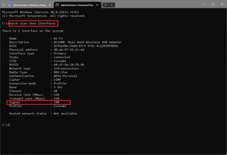 Command Prompt show Wi-Fi signal